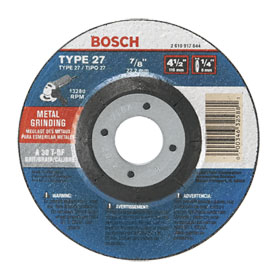 Bosch GW27M450 Grinding Wheel Type 27 4-1/2" X 1/4" X 7/8" for Metal A30T