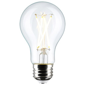 Satco S12462 8w A19 LED Clear Medium Base 2700K 120v 4pk