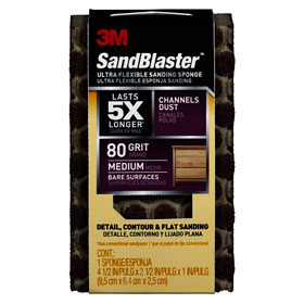 3M 20908-80-UF Sandblaster Ultra Flexible 4.5" X 1" Med Sanding Sponge 80GRIT