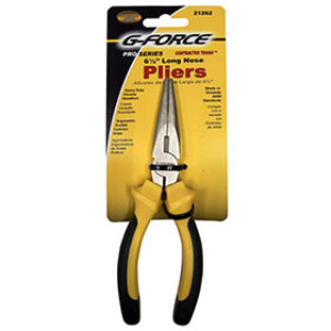 G-FORCE 21262 6-1/2" LONG NOSE PLIERS ERGO GRIP HANDLE