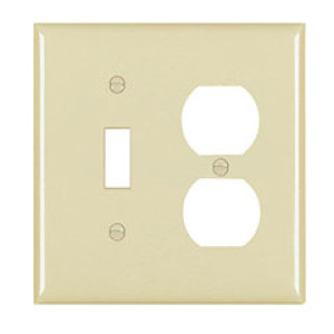 PASS & SEYMOUR  TP18ICC12 1-GANG NYLON PLATE TOG/DUPLEX RECEPTACLE IVORY