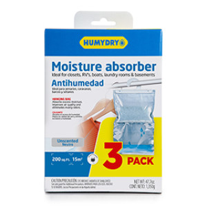 HUMYDRY USA40500C6 15.9 OZ UNSCENTED MOISTURE ABSORBER HANGING BAG 3 PACK
