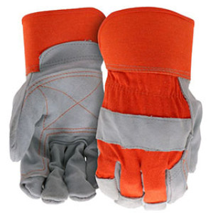 BOSS B71031-L LARGE GUARD HEAVY DUTY COWHIDE ORANGE LEATHER PALM GLOVE