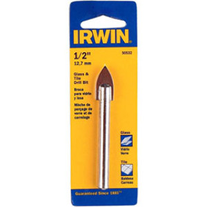 IRWIN 50532 1/2" GLASS AND TILE CARBIDE TIPPED MASONRY BIT - CARDED