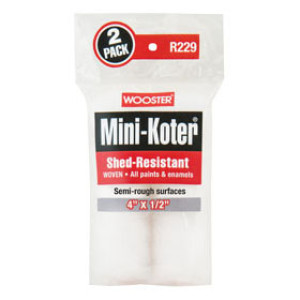 WOOSTER R229 4" X 1/2" MINI-KOTER SHED-RESISTANT WOVEN ROLLER COVER 2-PACK