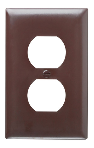 PASS & SEYMOUR  SP8 1-GANG WALL PLATE DUPLEX RECEPTACLE WITHOUT LINE BROWN