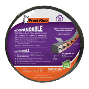FROST KING EF41 1" X 13' BLACK EXPANDABLE SELF-STICK FOAM WEATHERSEAL