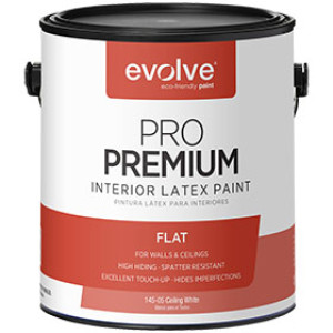 EVOLVE PAINTS 145-05-1 PREMIUM INTERIOR LATEX FLAT WHITE PAINT/PRIMER