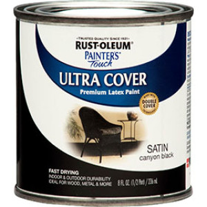 RUST-OLEUM PAINTER'S TOUCH 267249 ULTRA COVER SATIN CANYON BLACK LATEX PAINT
