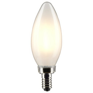 SATCO S21824 4W TORPEDO LED FROSTED CANDELABRA BASE 3000K 350 LUMENS 120V 2PK