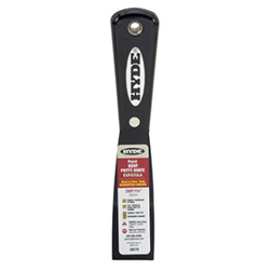 HYDE 02070 1-1/4" BLACK & SILVER STIFF BENT PUTTY KNIFE HIGH CARBON STEEL BLD