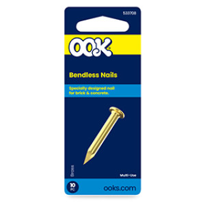 OOK 533708 ASSORTED BRASS PLATED BENDLESS NAILS (10PK) 1", 1-1/4", 1-1/2", 2"