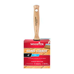 WOOSTER F5119 4" BRAVO STAINER BRISTLE/POLYESTER FLAT BRUSH THREADED HANDLE