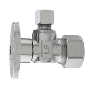 PLUMB PAK PP123PCLF QUARTER TURN ANGLE VALVE 1/2" NOM COMP X 1/4" OD