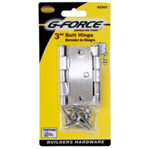 G-FORCE 42303 3" RADIUS CORNER SATIN NICKEL BUTT HINGES PAIR
