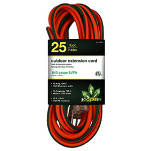 GOGREEN POWER GG-13725 16/3 25' SJT W-A OUTDOOR EXTENSION CORD ORANGE
