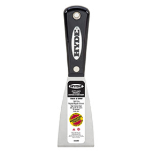 HYDE 02300 2" BLACK & SILVER STIFF PUTTY KNIFE HI-CARBON STEEL BLADE