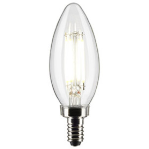 SATCO S21827 5.5W TORPEDO LED CLEAR CANDELABRA BASE 2700K 120V 500 LUMENS 2PK