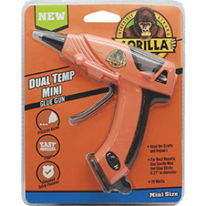 GORILLA GLUE 115887 DUAL TEMP MINI HOT GLUE GUN WITH EASY SQUEEZE TRIGGER