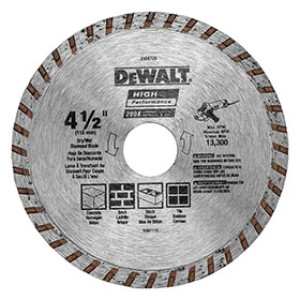 DEWALT DW4725 4-1/2" HIGH PERF MASONRY BLADE CARDED