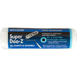 WOOSTER R204 9" X 1/2" SUPER DOO-Z SHED-RESISTANT WHITE WOVEN ROLLER COVER
