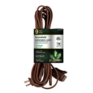GOGREEN POWER GG-24809 16/2 9' SPT-2 INDOOR EXTENSION CORD BROWN