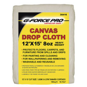 G-FORCE 30416 12' X 15' 8 OZ CANVAS DROP CLOTH