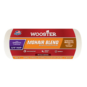 WOOSTER R207 7" X 1/4" MOHAIR BLEND & POLYESTER FABRIC WHITE ROLLER COVER