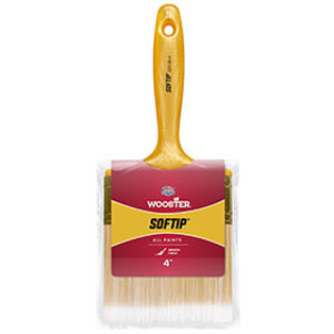 WOOSTER Q3108 4" SOFTIP SOFT WHITE NYLON/GOLD POLYESTER FLAT BRUSH