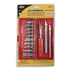 G-FORCE 24288 18 PIECE HOBBY KNIFE SET WITH STORAGE BOX