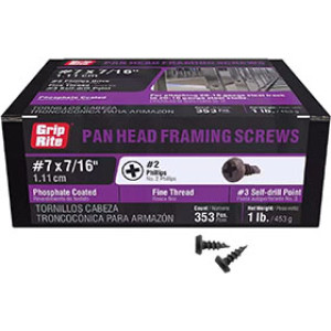 PRIME SOURCE 716FPHS1 #7 X 7/16" PAN HEAD FRAMING SCREWS 1 LB 11194