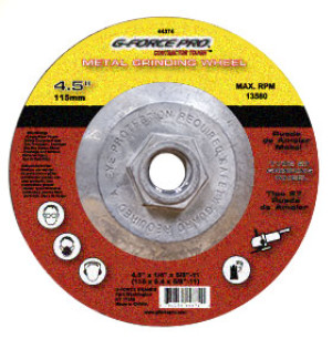 G-FORCE 44374 METAL GRINDING WHEEL 4-1/2" X 1/4" X 5/8-11" THREADED T27