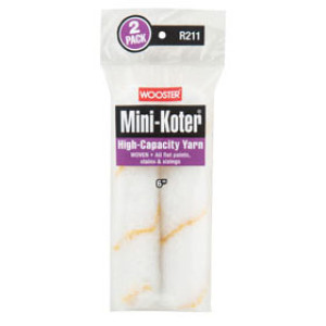WOOSTER R211 6" MINI-KOTER HIGH-CAPACITY POLYAMIDE YARN ROLLER COVER 2-PACK
