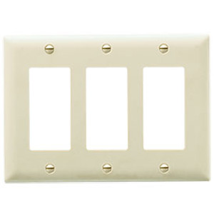 PASS & SEYMOUR  TP263ICC12 3-GANG WALL PLATE 3SPLEX WITHOUT LINE IVORY