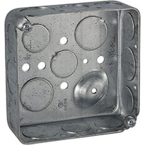 RACO 8192 4" SQUARE ELECTRICAL BOX (#1900) 1-1/2" DEEP W/1/2" & 3/4" KNOCK OUT