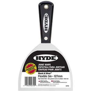 HYDE 02750 5" BLACK & SILVER FLEXIBLE JOINT KNIFE HIGH CARBON STEEL BLADE