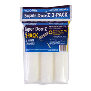 WOOSTER R725 9" X 3/8" SUPER DOO-Z SHED-RESISTANT WHITE WOVEN ROLLER COVER 3PK