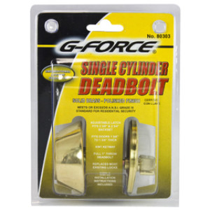 G-FORCE 80303 SINGLE CYLINDER POLISHED BRASS DEADBOLT KW1 KEYWAY KEYED DIFFERE