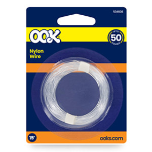 OOK 534608 15' 50 LBS INVISIBLE HANGING WIRE (1PK) FLEXIBLE