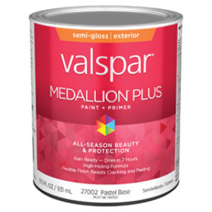 VALSPAR 27002.005 MEDALLION PLUS SEMIGLOSS PASTEL BASE EXTERIOR PAINT + PRIMER