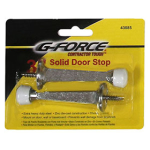 G-FORCE 43085 3" DIE CAST CHROME PLATED SOLID DOOR STOP CARDED