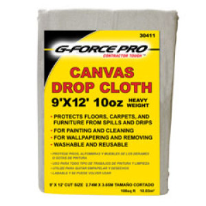 G-FORCE 30411 9' X 12' 10 OZ CANVAS DROP CLOTH