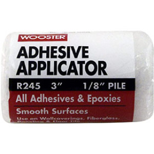 WOOSTER R245 3" X 1/8" ADHESIVE APPLICATOR HIGH-DENSITY FABRIC SMOOTH SURFACE