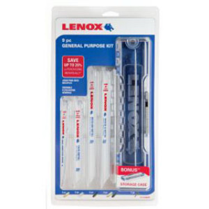 LENOX 12143 9KPE GENERAL PURPOSE PLUMBER & ELECTRICIAN RECIPROCATING KIT 9PC