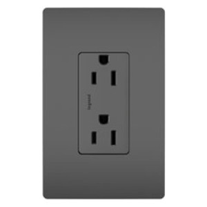 PASS & SEYMOUR  885TRBKCC8 DECOR 15A RECEPTACLE TAMPER-RESIST BLACK CC7