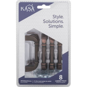 KASAWARE K3583BORB-8 ZINC DIE CAST CABINET PULL OIL RUBBED BRONZE 3-5/8" 8-PK