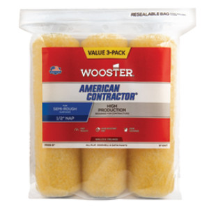WOOSTER R569 9" X 1/2" AMERICAN CONTRACTOR SHED-RESISTANT ROLLER COVER 3-PACK