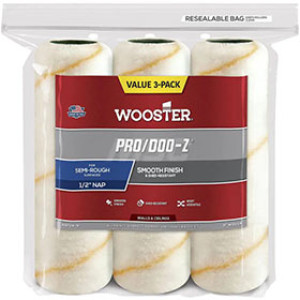 WOOSTER RR724 9" X 1/2" PRO/DOO-Z WHITE/GOLD STRIPES WOVEN ROLLER COVER 3-PACK
