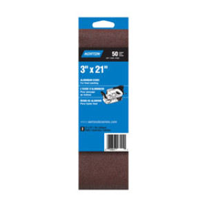 NORTON 48520 3" X 21" 50 GRIT ALUMINUM OXIDE PORTABLE BELT COARSE H/P 2 PACK
