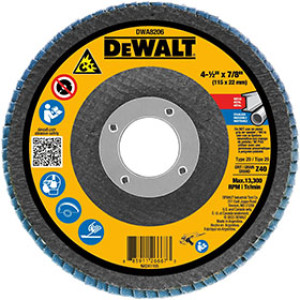 DEWALT DWA8206 4-1/2" X 7/8" 40-GRIT T29 FLAP DISC